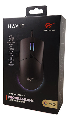 Mouse Gamer Havit Ms1038 8000 Dpi 7 Botões Rgb Preto Preto