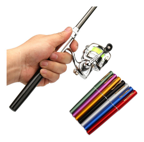 Kit De Pesca Pequeño De Caña Retráctil Tipo Pluma Y Carrete