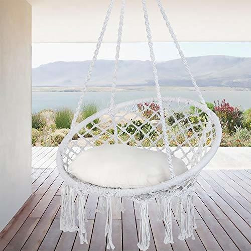 Hamaca Colgante Macramé Columpio Con Cojín
