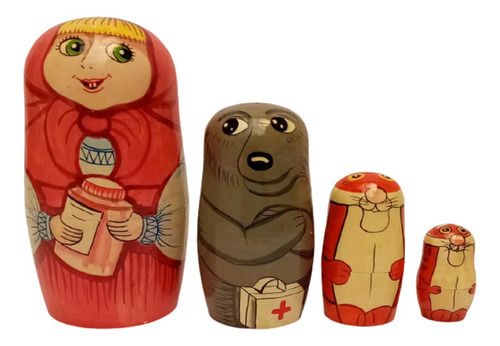 Muñecas Matrioskas Adornos De Navidad Rusos Madera 10 Cm 4pc