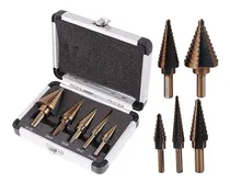 Comprar Set 5 Brocas Hss Cónicas Cobalto Carburo + Caja De Aluminio