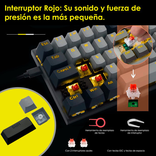 Para Terport 65% Teclado Gamer Español Z11 Con Keycaps
