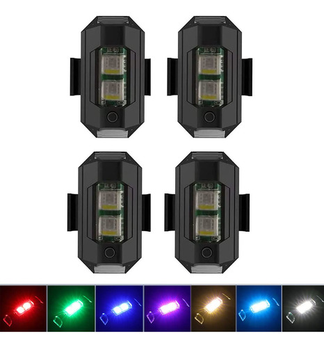 4 Luces Led Estroboscpicas De Dron De 7 Colores De Carga Usb