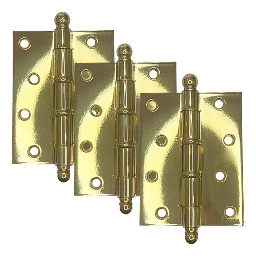 Dobradiça 4 X 3 Polegadas Dourado Brilhante Reforçada Kit 3