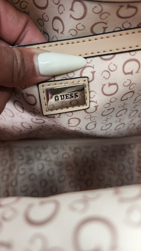 Backpack Guess Dd672430 Nueva 100 % Original Con Etiqueta Blanco Estampado Níquel Beige