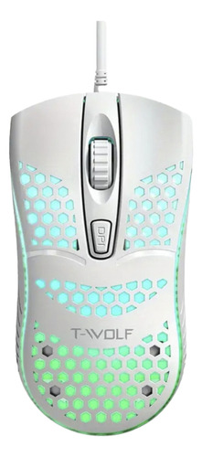 Mouse Gamer Retroiluminado Cable Twolf V15 1600 Dpi Color Blanco