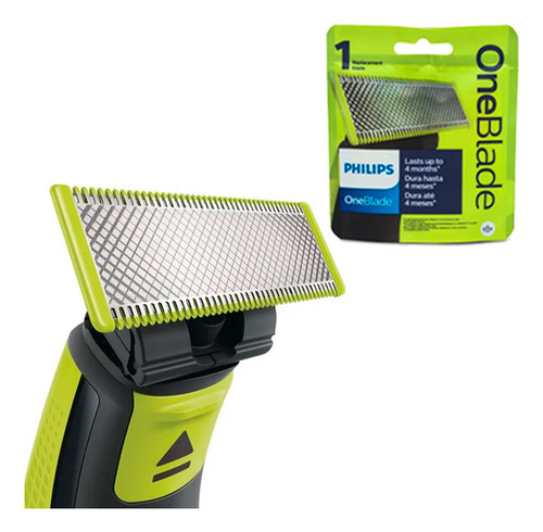 Recortadora de pelo Philips One Blade Qp1424/10, 2 peines y 1 recambio, color verde