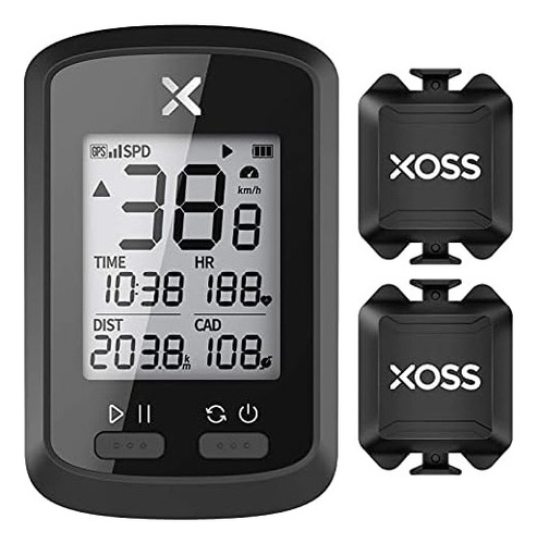 Xoss G+ Gps Bike Computer Ant+ Con 2 Sensores De Cadencia In