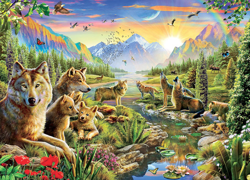 Ceaco - Lobos - Familia De Lobos De Verano - Puzzle De 1000 