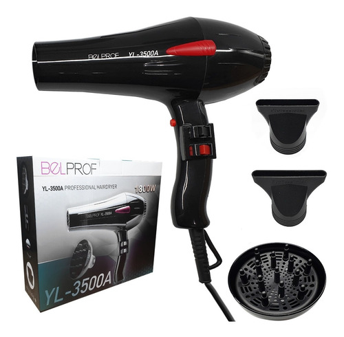 Imagen 1 de 8 de Secador De Pelo Profesional Belprof Con Difusor 1800w Cuotas