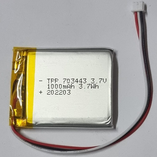 Batería Mini 3.7v 1000mah Litio Con Conector 20 X 22 X 0.3mm