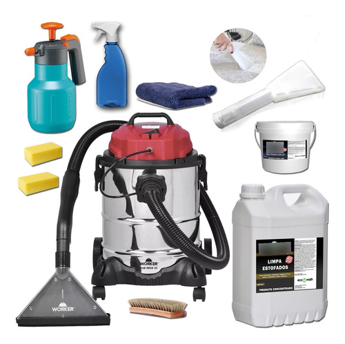 Kit Lava Sofá Residencial + Extratora 25l + Produtos Limpeza