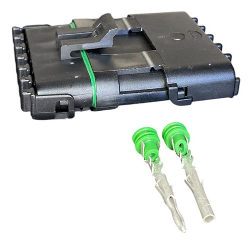 Kit 10 Conector 6 Vias Delphi Selado Reto 2,5mm Preto