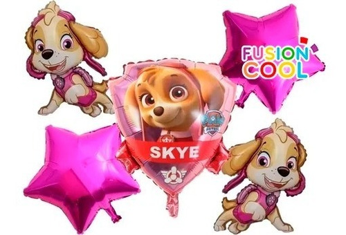 Pack 5 Globos Metalizados Paw Patrol Skye