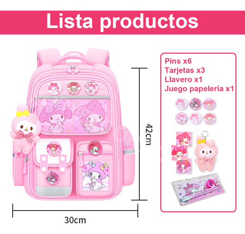 Mochilas Escolare, My Melody Mochila, Con Colgante Kit De Papelería