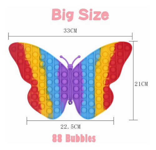 Bigsize Rainbow Popit Juguete Mariposa Gigante 30 X 20,5 Cm