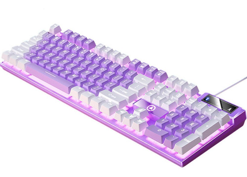 Teclado Mecánico Para Juegos Usb 104 Teclas Púrpura Blanco