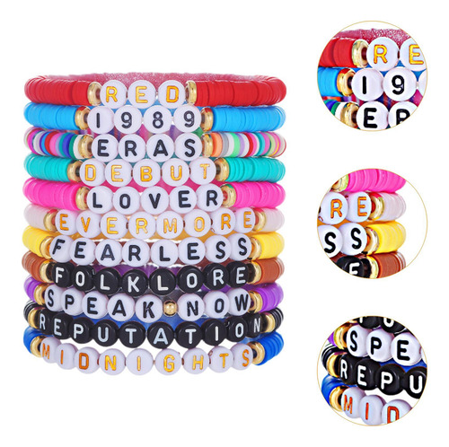 11 Pulseras De Pulseras Con Letras De Colores Pulseras Que