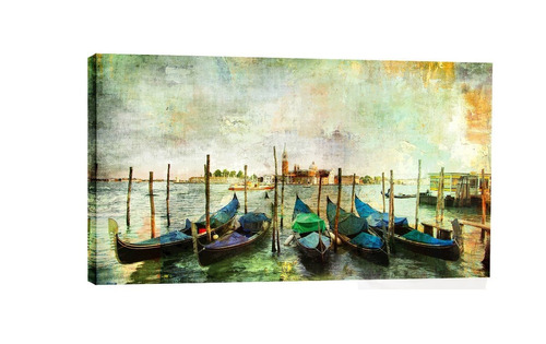 Quadro  Barcos Paisagem Praia Veneza 55x100