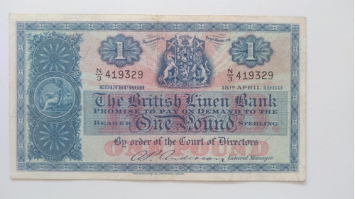 Billete Escocia 1960 One Pound. J