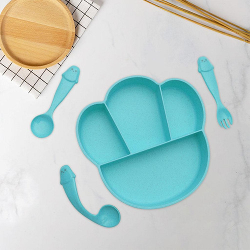 Juego De Platos Para Bebés Vajilla De Entrenamiento Verde