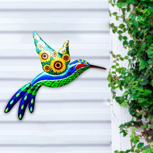 2pcs Metal Colibrí Arte De La Pared Ornamento Escultura