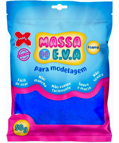 Massa De Modelar Eva Cores 50g Make+ Biscuit Artesanato Cor Azul-escuro