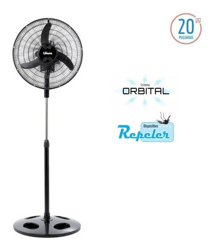 Imagen 2 de 2 de Ventilador de pie Liliana VPRN20 negro con 3 palas de plástico, 20" de diámetro 220 V