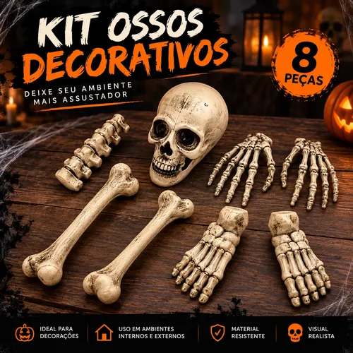 Decoração Esqueleto Caveira Ossos Halloween Dia Das Bruxas