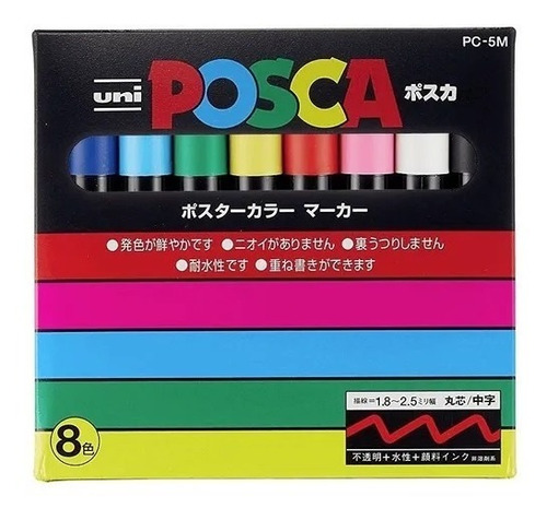 Set Marcadores Posca 5m 8 Colores Original Japonés - Pc 5m8c