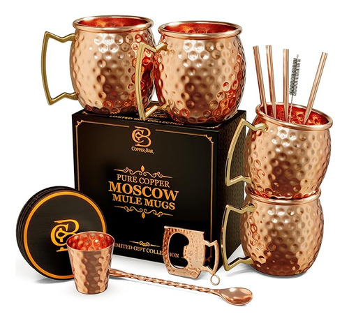 Moscow Mule Tazas Cobre Juego 4 Tazas Martilladas Cobre Soli