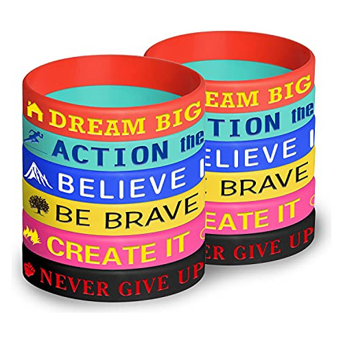 Pulseras De Silicona Motivacionales, 60 Piezas, Brazale...