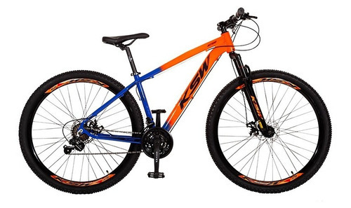 Bicicleta Ksw Xlt 100 21v Shimano Tamanho Do Quadro 21   Cor Azul Bic Com Laranja Com Preto
