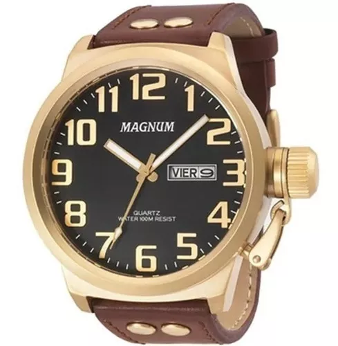 Relógio Masculino Magnum Automático Luxo Dourado Original Cor Do Bisel  Igual As Imagens Cor Do Fundo