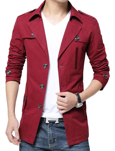 Saco Blazer Estilo Gabardina Slim Fit Casual Formal Elegante