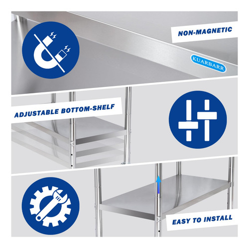 Mesa De Acero Inoxidable Para Cocina Comercial Con Protector