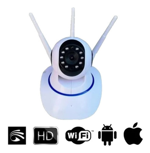 Cámara de seguridad IP inteligente inalámbrica Wifi Hd con 3 antenas, color blanco