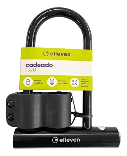 Cadeado Trava U Lock Em Aço Para Moto Bike Bicicleta Elleven Cor Preto