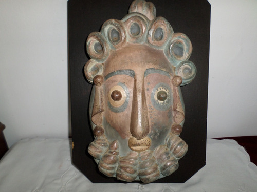 Antigua Mascara De Madera Cartaginesa Arte Fenicio Griega