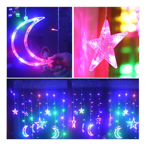 Lámpara De Cortina Led Con Forma De Estrella Y Luna, Para Ve