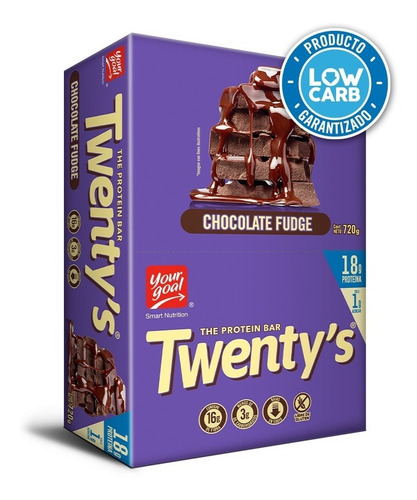 Barras De Proteina Twentys 12u Fudge + Slm Mrp Bajar De Peso