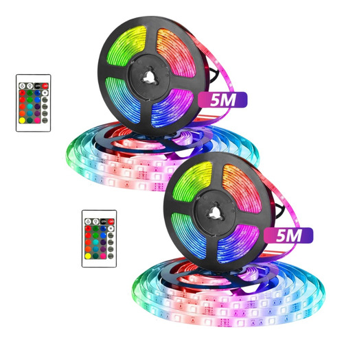 Pack De 2 Tira De Luces Led Rgb De 5m Con Control 