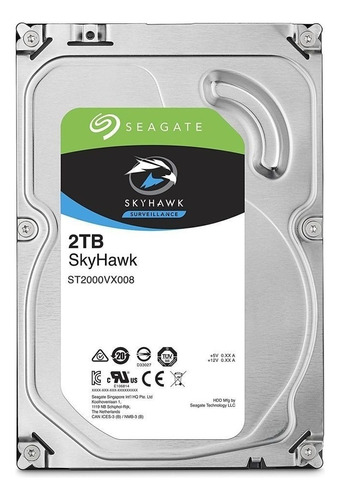 Disco duro interno Seagate Skyhawk ST2000vx008 de 2 TB, color plateado