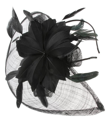 Sombrero De Pelo Emplumado Con Diseño De Flores De Malla Par
