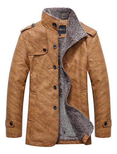 Chaqueta De Cuero Para Hombre Con Interior De Piel Invierno