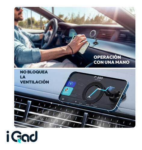 Igad Soporte Magnético De Celular Para Auto Compatible Con Magsafe Rotación 360° Para Tablero Con Fuerza De 20 Imanes N52
