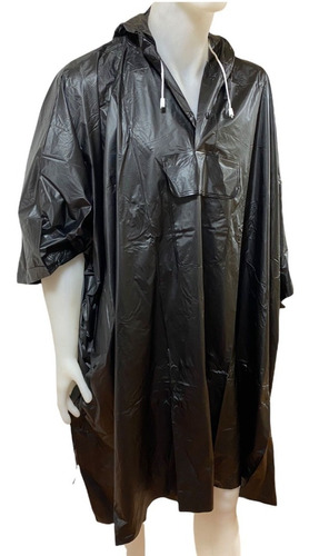 Poncho De Lluvia Pvc Impermeable Con Capucha Fija