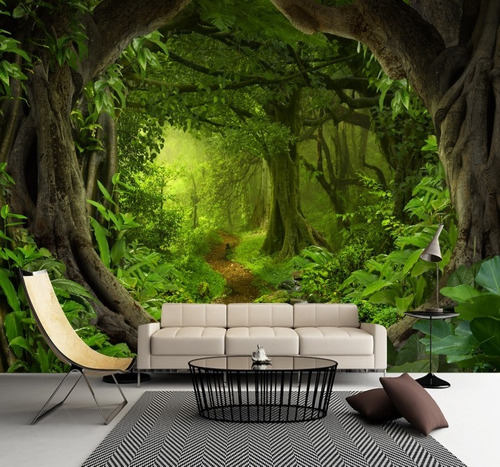 Papel De Parede Natureza 3d Floresta 7,30m² Completo Gg597