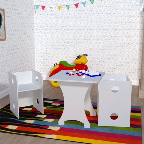 Kit Infantil Mesa E 2 Bancos Clei Caroti Kit Cubos Bd