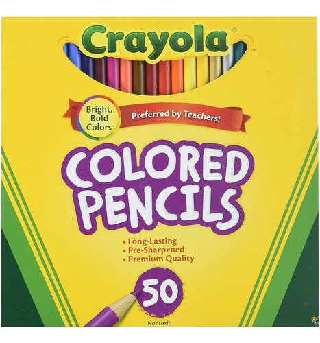 Paquete De 50 Lapices De Colores Largos Crayola X6 Unidades